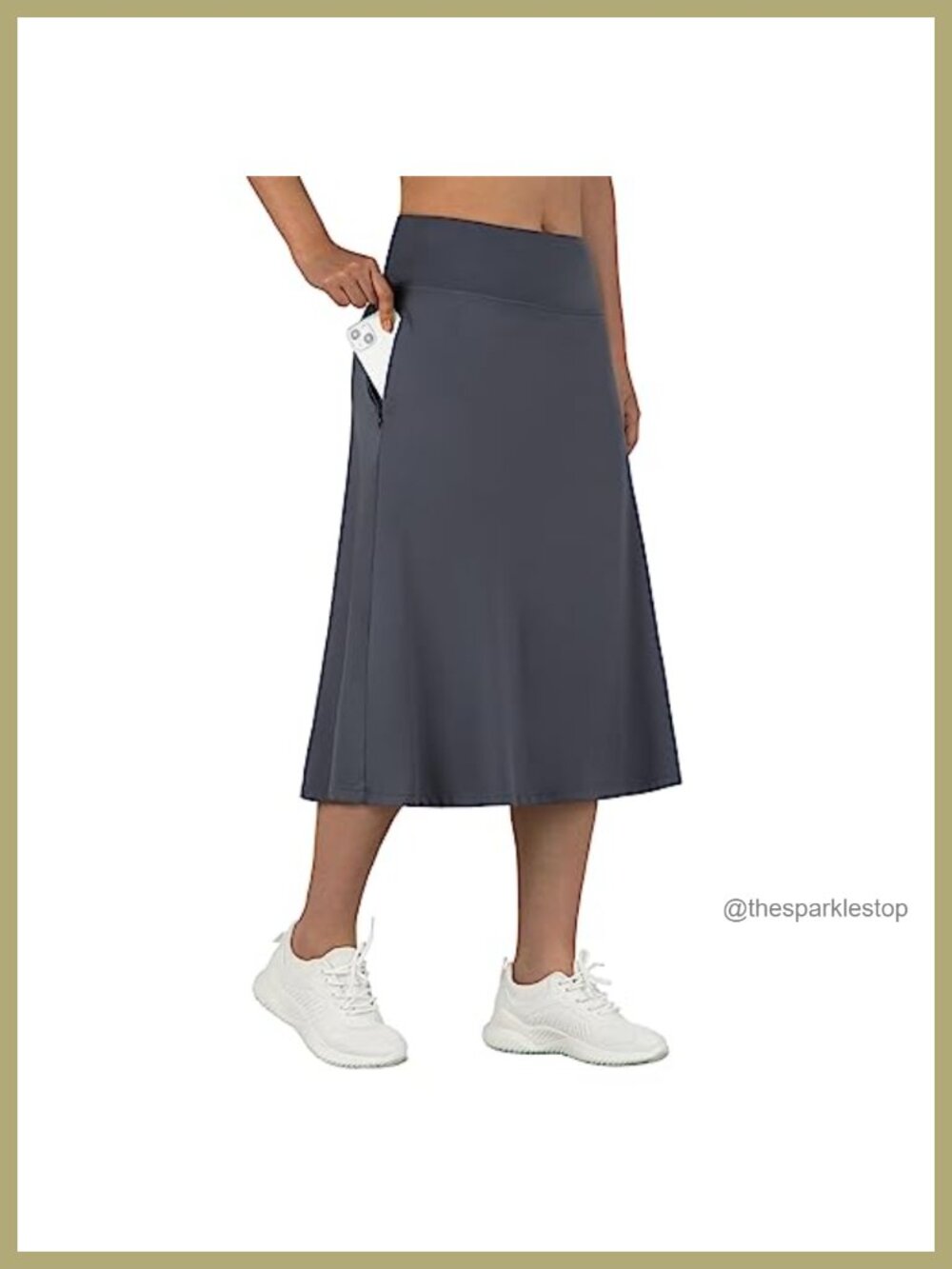 Women's High Waisted Midi Skort with Pockets Quick Dry UPF50 Athletic